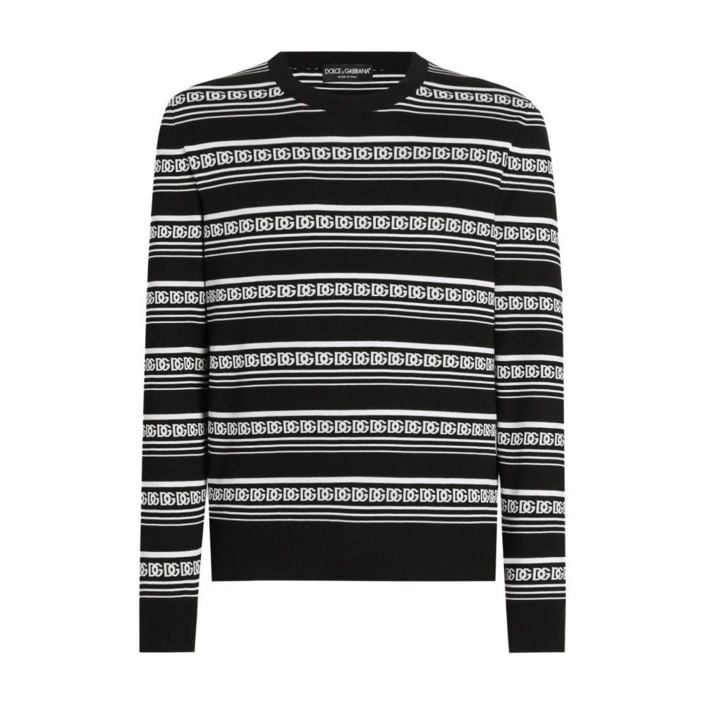 Dolce & Gabbana Men's Black Round-Neck Knitwear, Xl, Silk Crew Neck Jumper