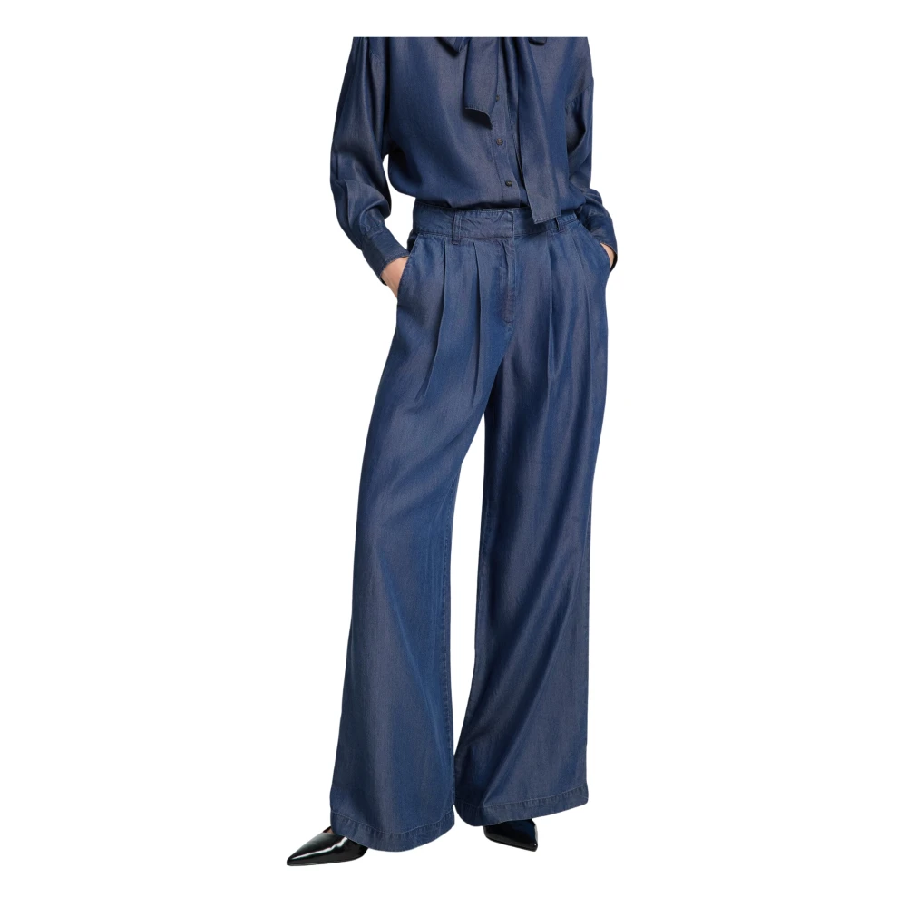 Selected Femme Lichte Denim Palazzo Broek Blue Dames