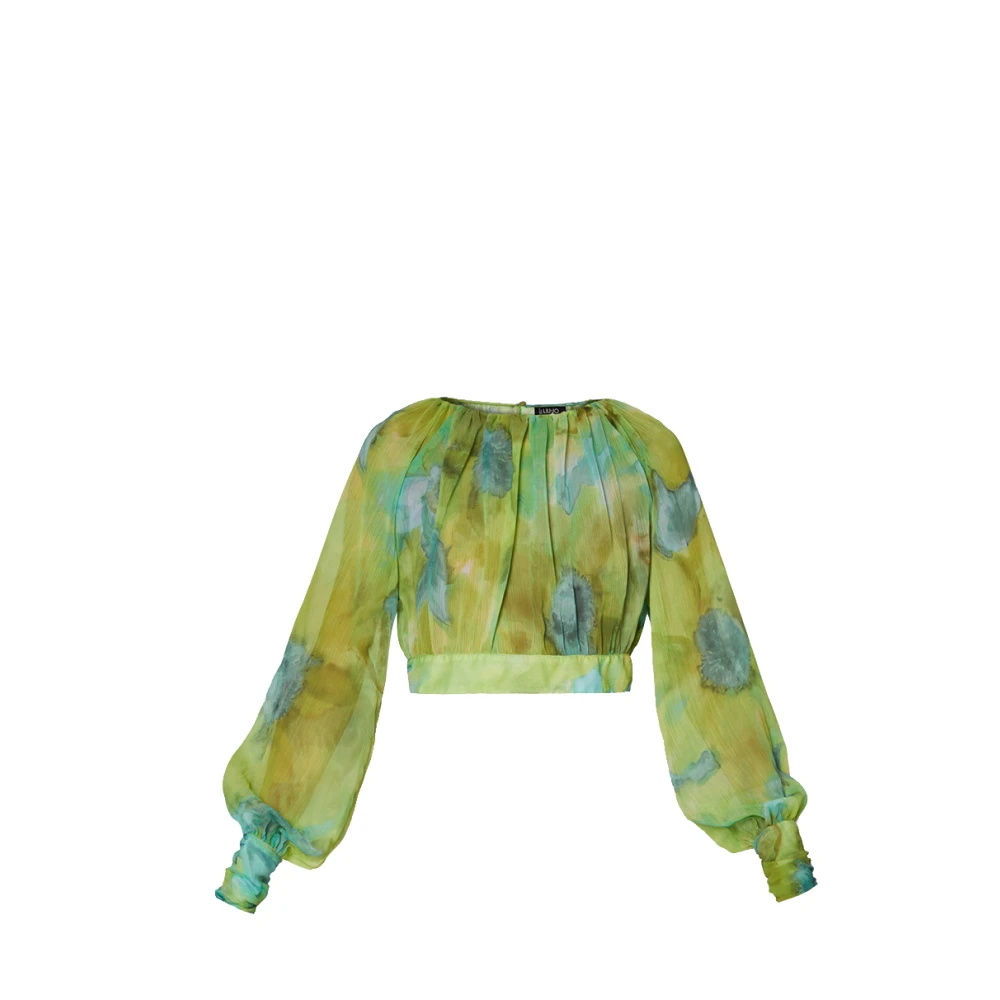 Liu Jo Groene Cropped Fantasie Crepe Shirt Green Dames