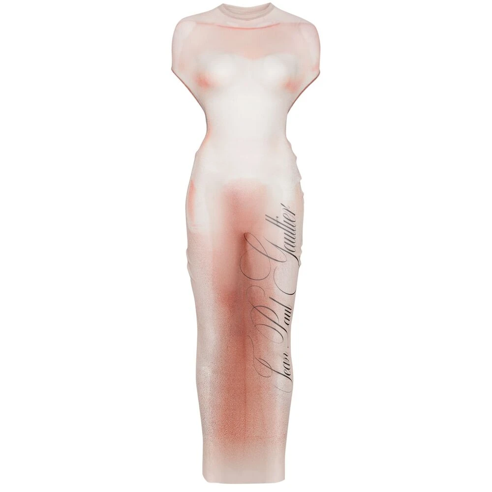 Jean Paul Gaultier Blush Pink Logo Print Jurk Pink Dames