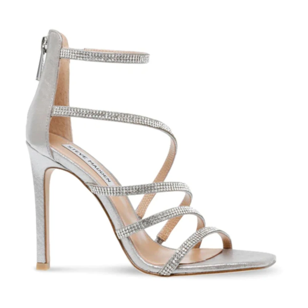 Steve Madden Gray Silver Str High Heel Sandals - Female - High Heel Sandals - 4 Uk - Shoes