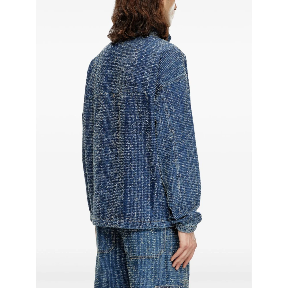 Diesel Bouclé Denim Pullover Jack Blue Heren