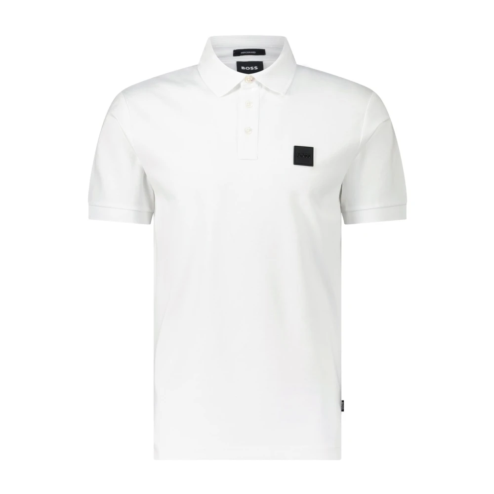 Hugo Boss Slät Bomull Polo Shirt Parlay White, Herr