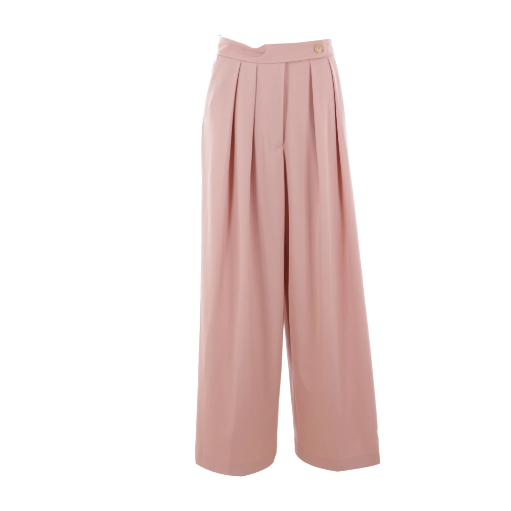 Dries Van Noten Roze Wol Palazzo Broek Pink Dames