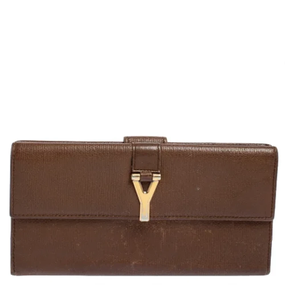 Yves Saint Laurent Vintage Pre-owned Leather wallets Brown Dames