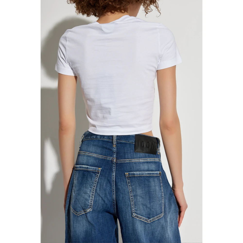 Dsquared2 Korte T-shirt met logo White Dames