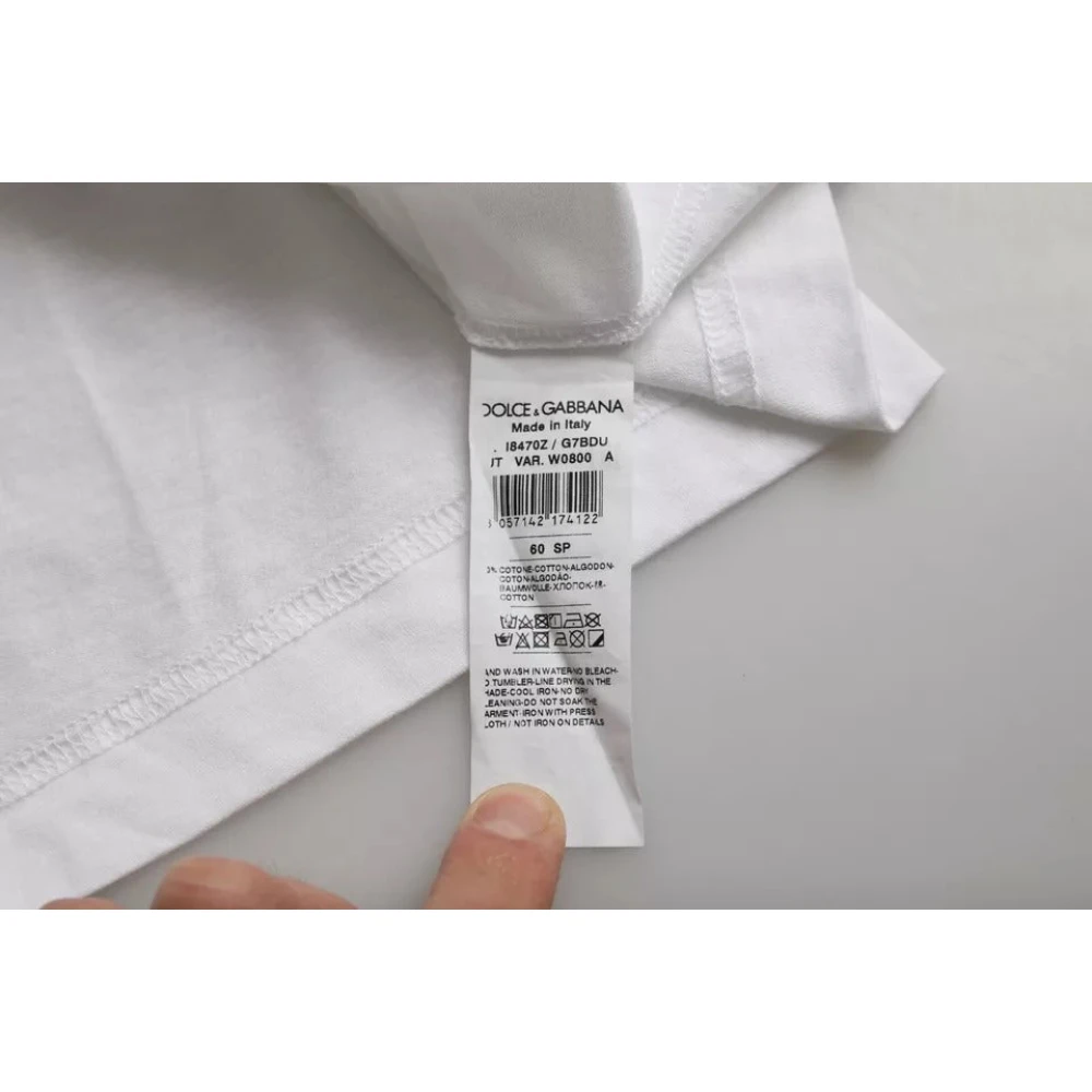Dolce & Gabbana Wit Katoenen T-shirt met Ronde Hals en Korte Mouwen White Heren