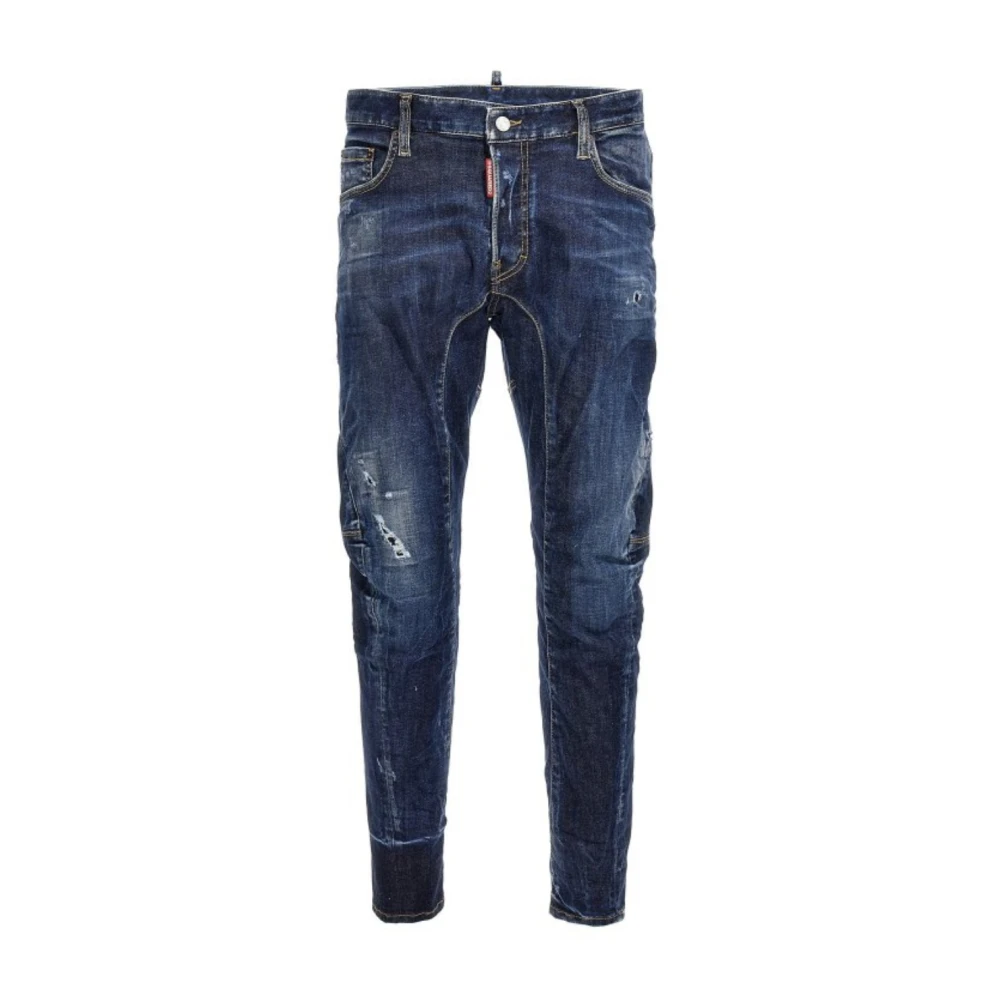Dsquared2 Blue Tidy Biker Jeans With Used Effect - Male - Slim Fit Jeans - S - Jeans