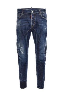 Snygg Biker Jeans med Använt Effekt