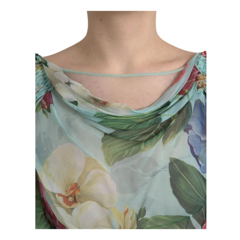 Dolce & Gabbana Bloemenprint Zijden Maxi Jurk Multicolor Dames