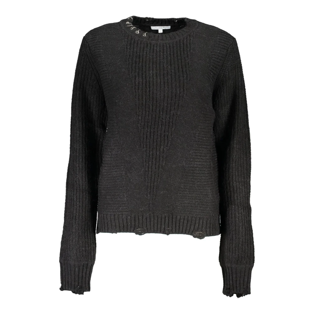 PATRIZIA PEPE Zwarte trui met lange mouwen en logo Black Dames