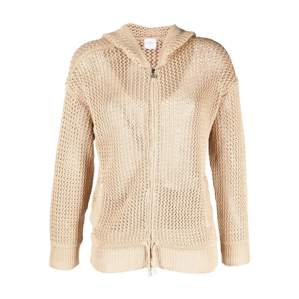 Eleventy Women's Brown Hooded Knit Jumper - Cardigans - L - Knitwear