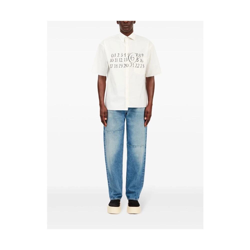 MM6 Maison Margiela Witte Katoenen Asymmetrische Overhemd White Heren