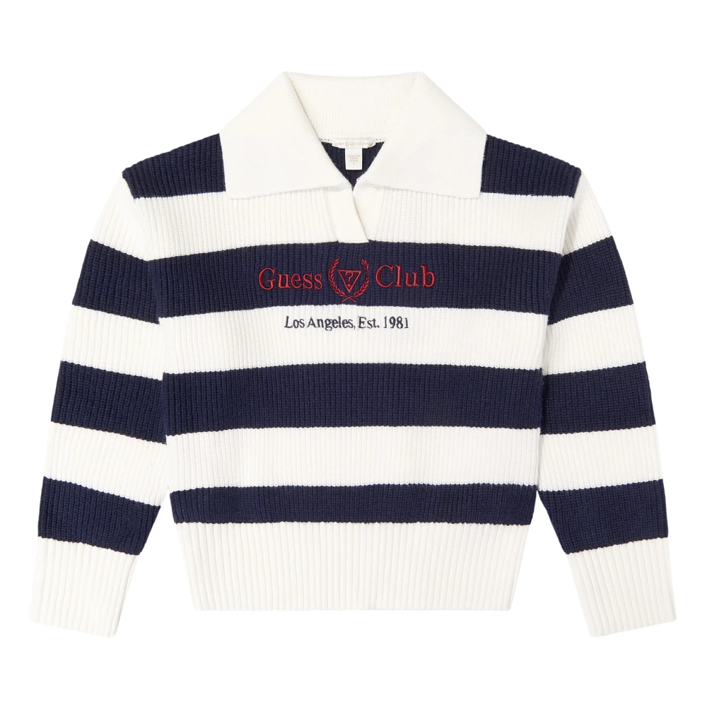 Guess Girls Navy Striped Logo Jumper - Size 10 Years Kids - Image 3