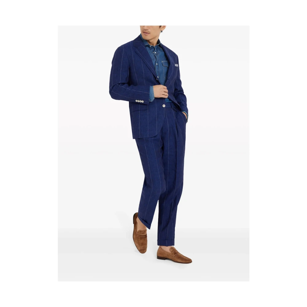 BRUNELLO CUCINELLI Denim drukknoopsluiting overhemd Blue Heren
