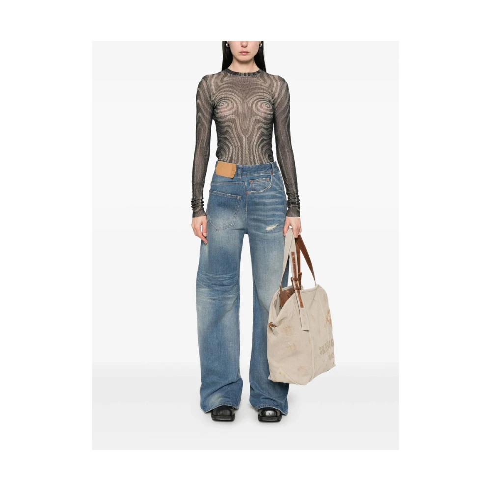 MM6 Maison Margiela Indigo Blauwe Jeans Met Zijknopen Blue Dames