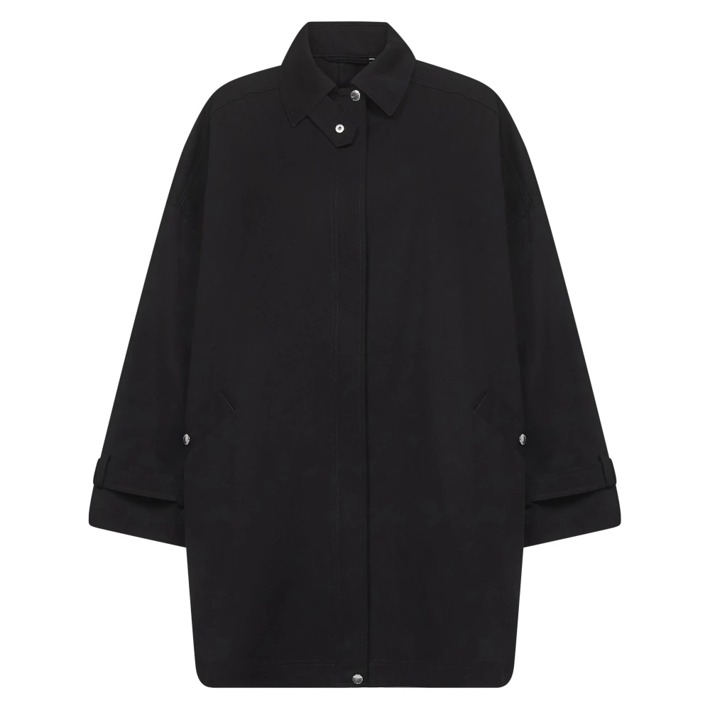 Totême , Single-Breasted Coats, Female, Black, S, Black Cotton A-Line Coat