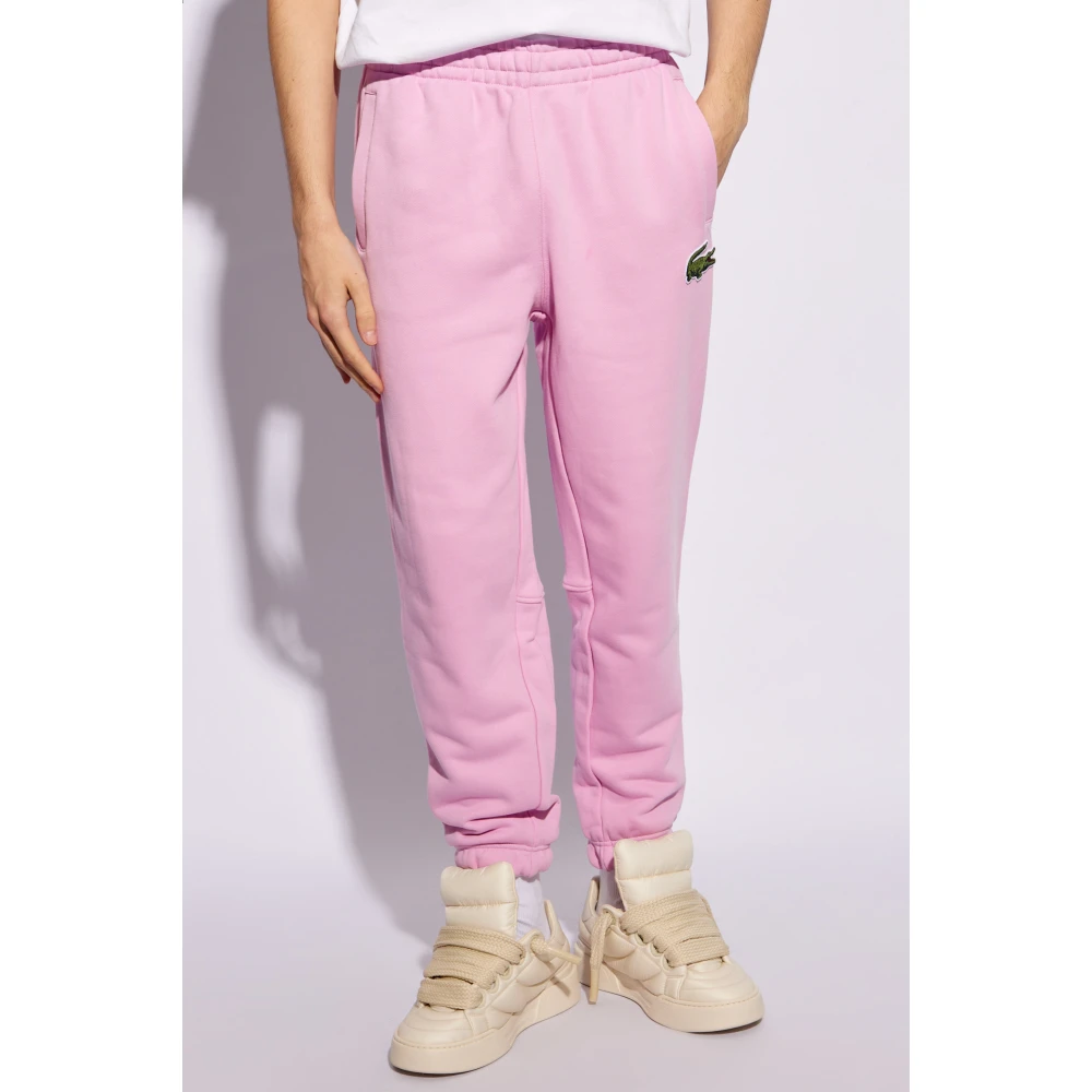 Lacoste Sweatpants met patch Pink Heren