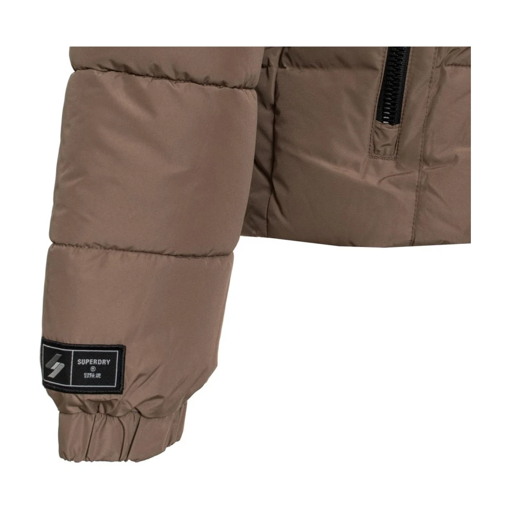 Superdry Effen Kleur Bomberjack met Capuchon Brown Heren