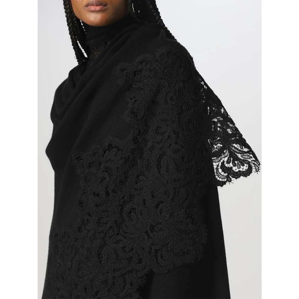 Ermanno Scervino Zwarte Cashmere Wrap Jas Black Dames