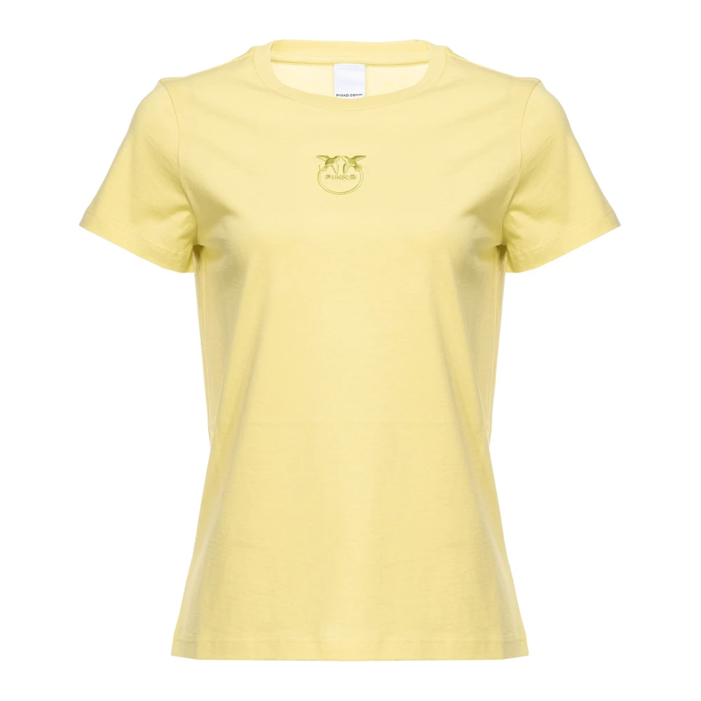 Pinko Gele Chicory Indivia Love Birds T-Shirt Yellow Dames