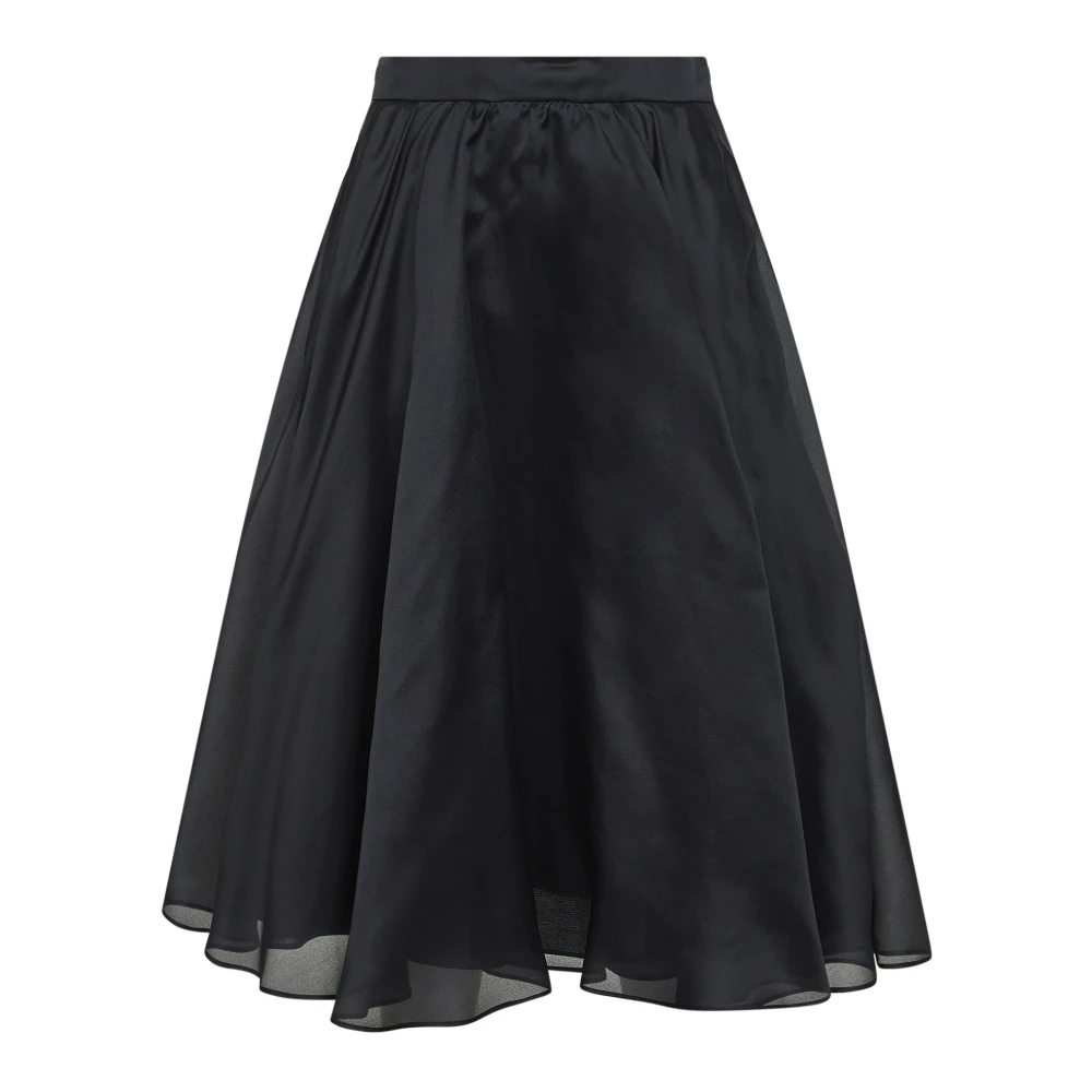 Max Mara Studio Black Midi Skirts, Female, M, Silk Circle Skirt