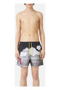 boxer-de-bain-a-motifs-avec-fond-noir-et-cordon-jaune