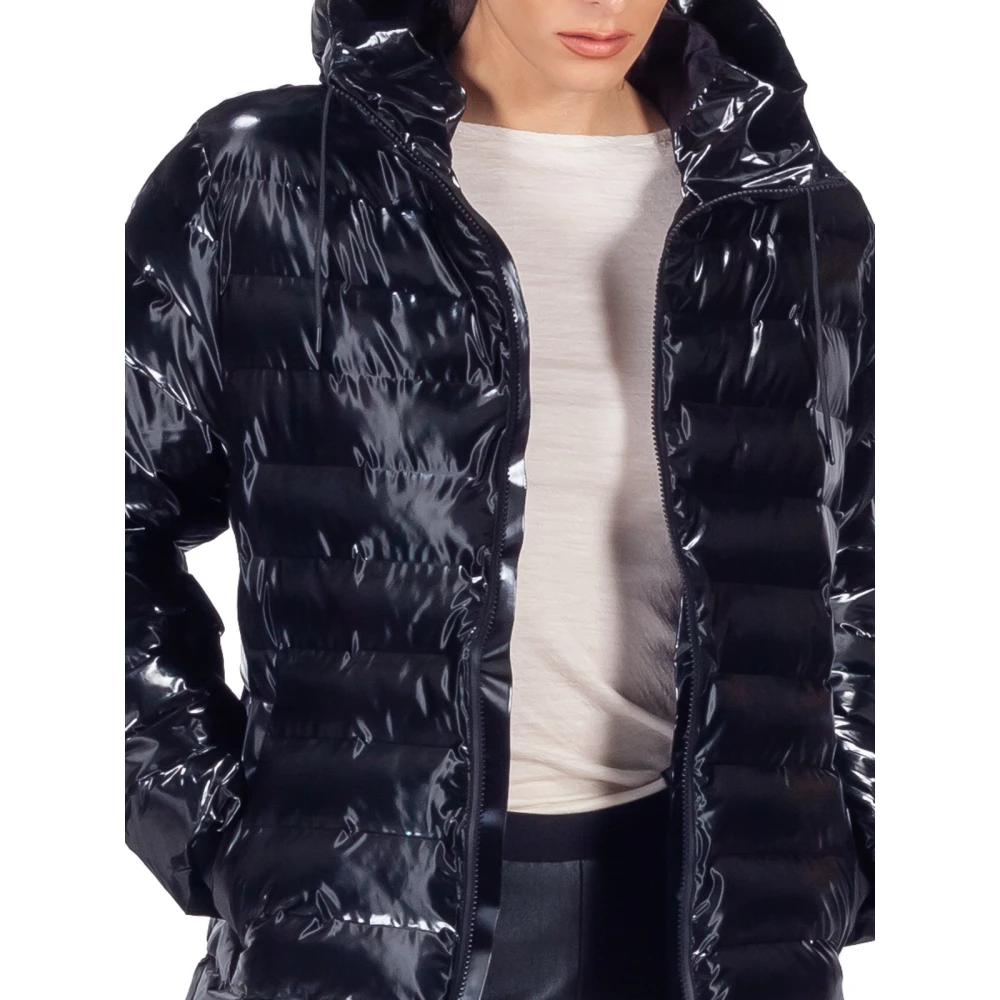 Rains Zwarte Gewatteerde Pufferjas met Capuchon Black Dames