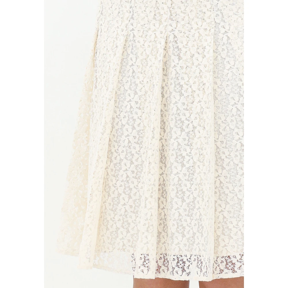 Max Mara Elegante Ivoor Kant Midi Rok Beige Dames