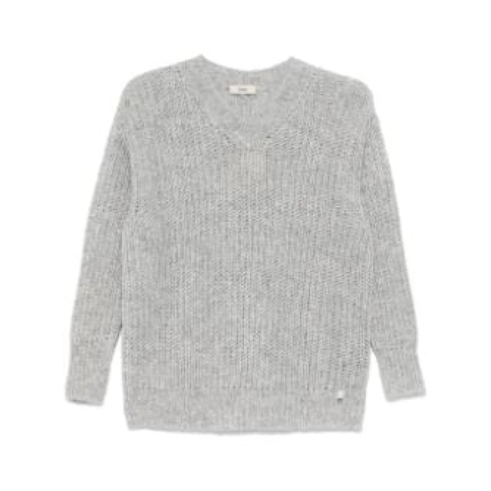 Herno Diamant Grijs V-hals Jersey Top Gray Dames