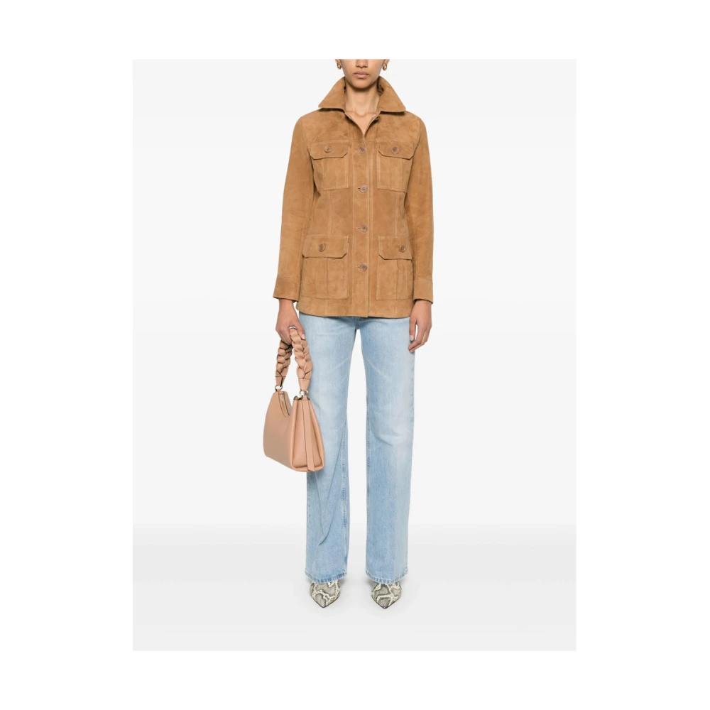 Salvatore Santoro Beige leren bovenkleding met knoopsluiting Beige Dames
