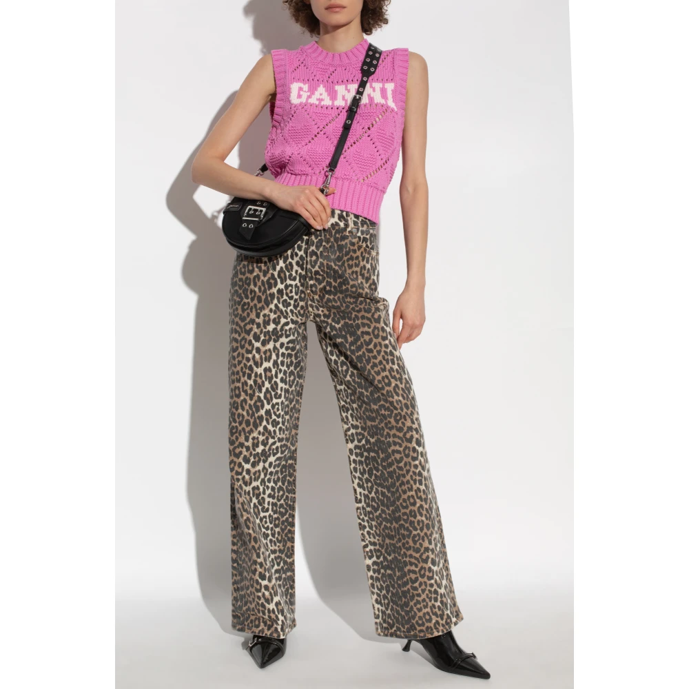 Ganni Vest met logo Pink Dames