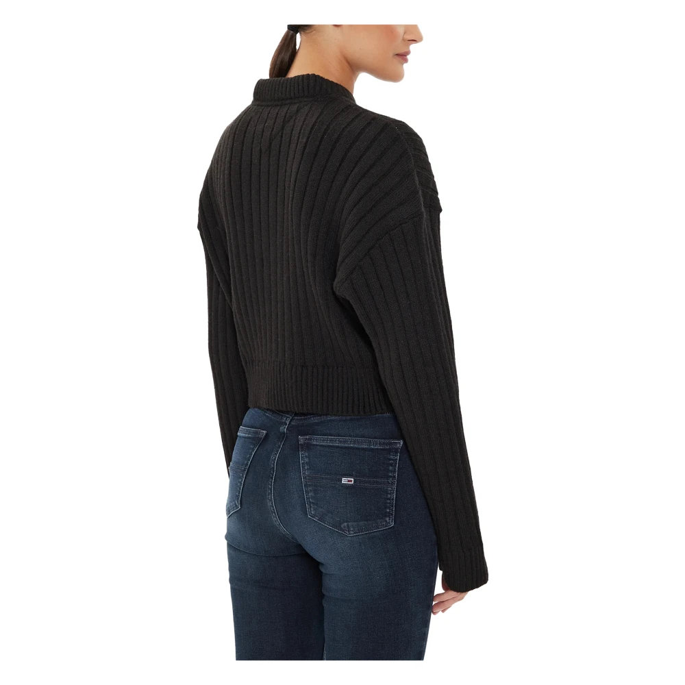 Tommy Hilfiger Zwarte Bedrukte V-hals Trui Black Dames