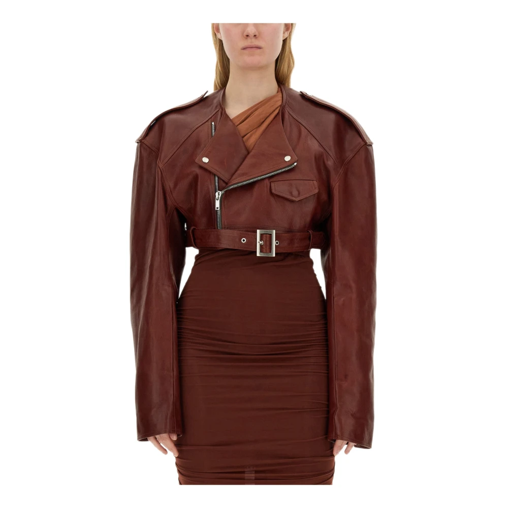 Rick Owens Red Micro Leather Jacket - Female - Leather Jackets - Xs - Jackets