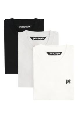 Set med tre t-shirts med rund hals i bomull