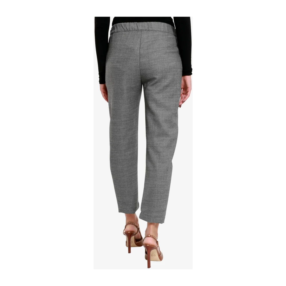 Semicouture Grijze Wollen Blend Enkellange Broek Gray Dames