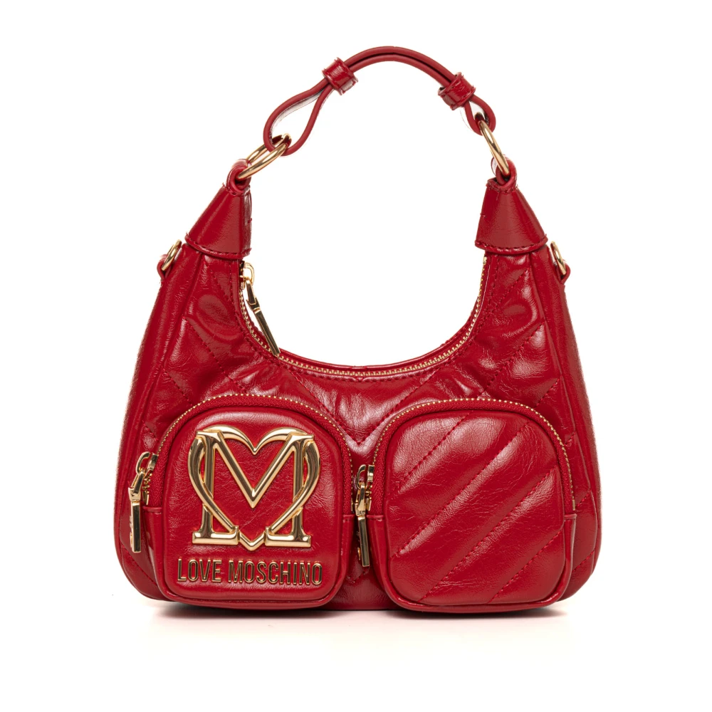 Love Moschino Stijlvolle Half Moon Shaped Schoudertas Red Dames