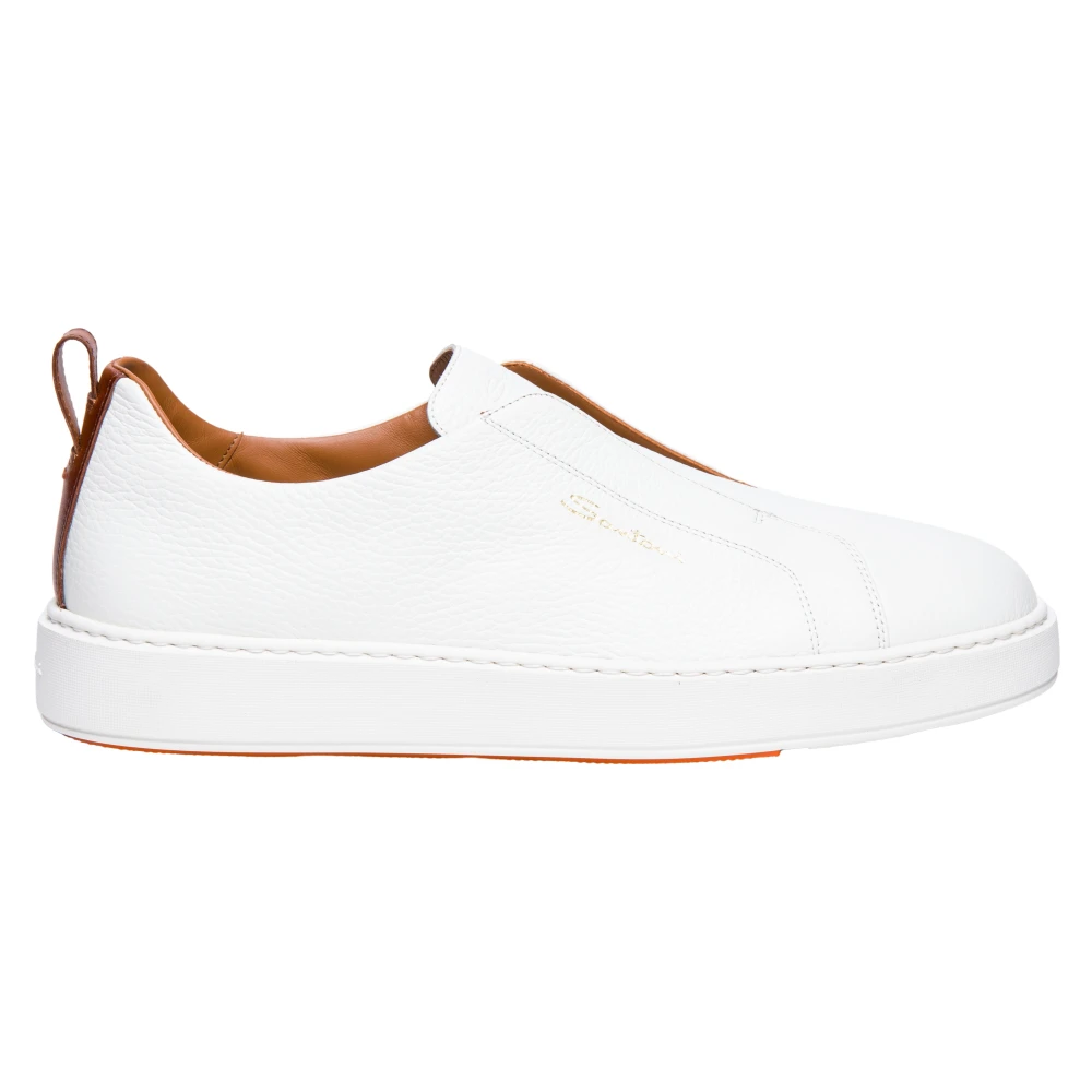 Santoni Victory Tumbled Leather Slip-On Sneakers Heren Schoenen Wit