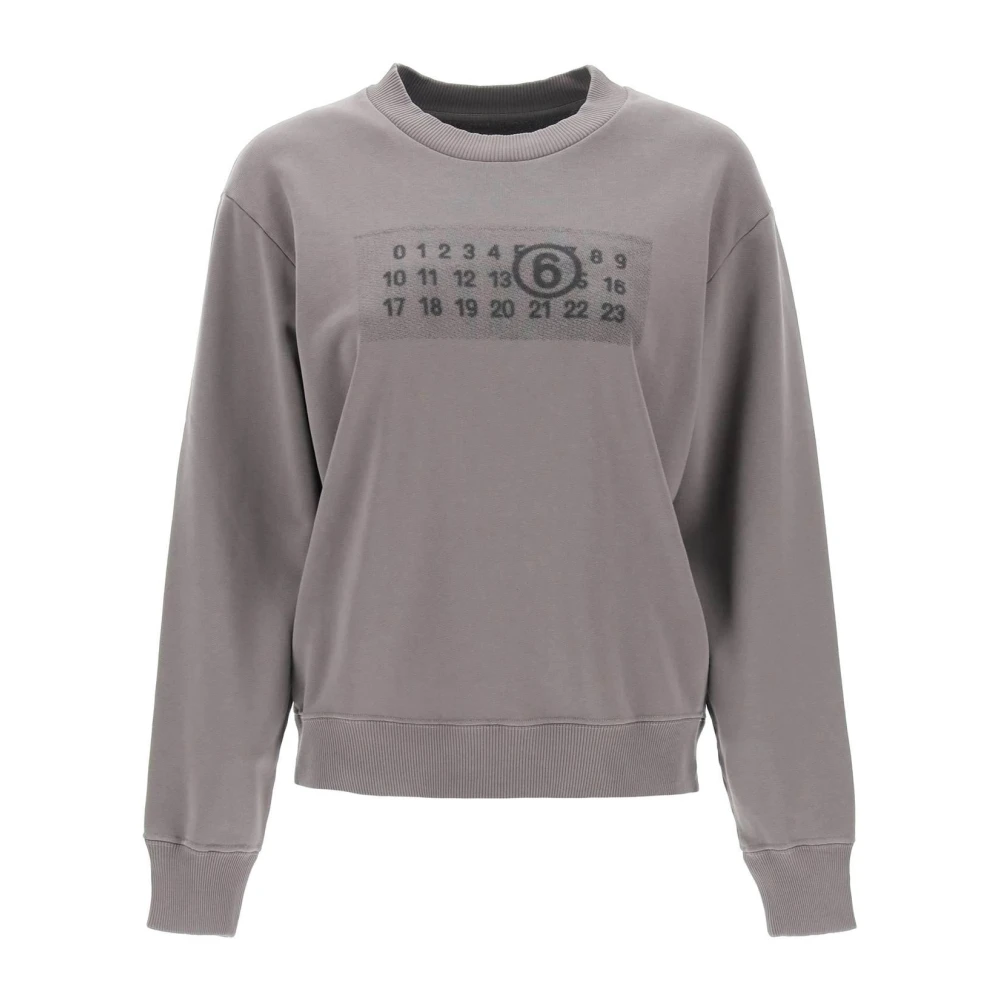 MM6 Maison Margiela Sweatshirt met numerieke logo print Gray Dames