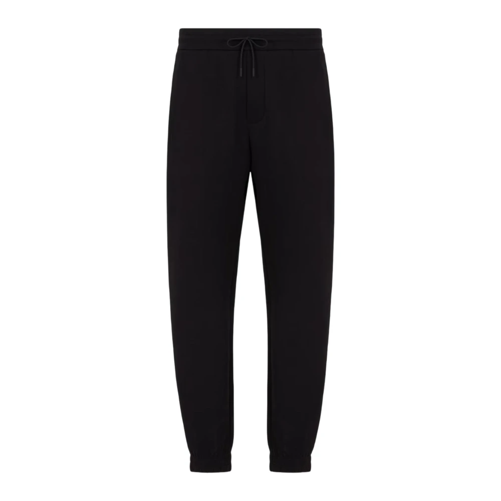 Emporio Armani Zwarte Trekkoord Taille Broek Logo Black Heren