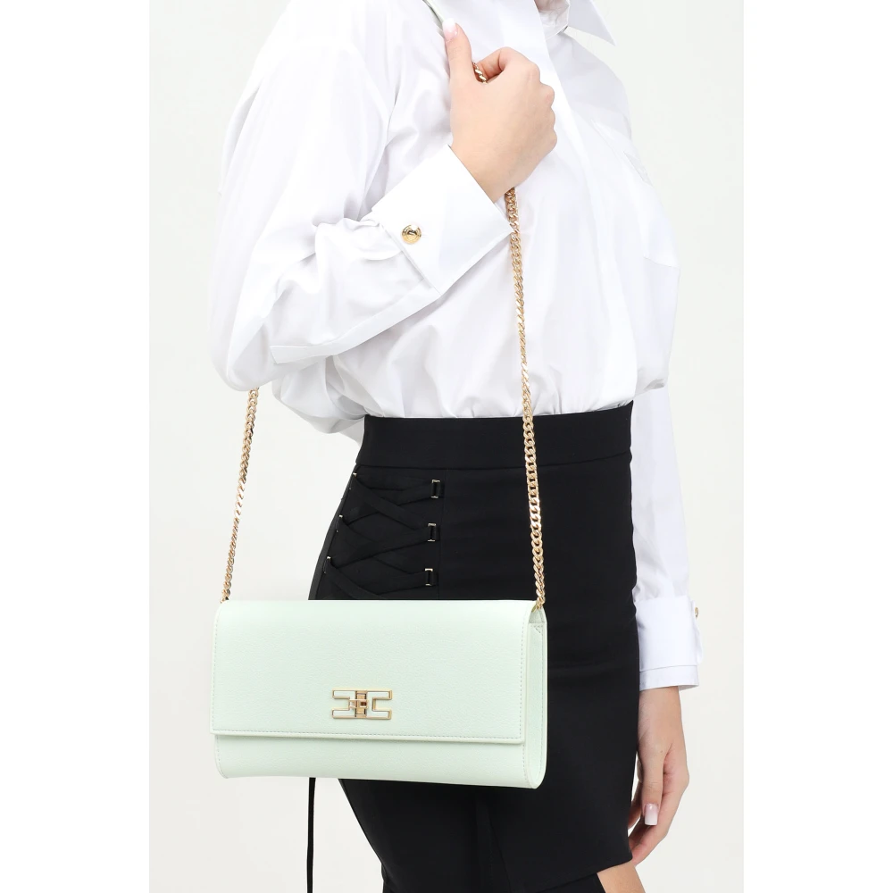 Elisabetta Franchi Mintgroene Clutch Tas met Ketting Green Dames