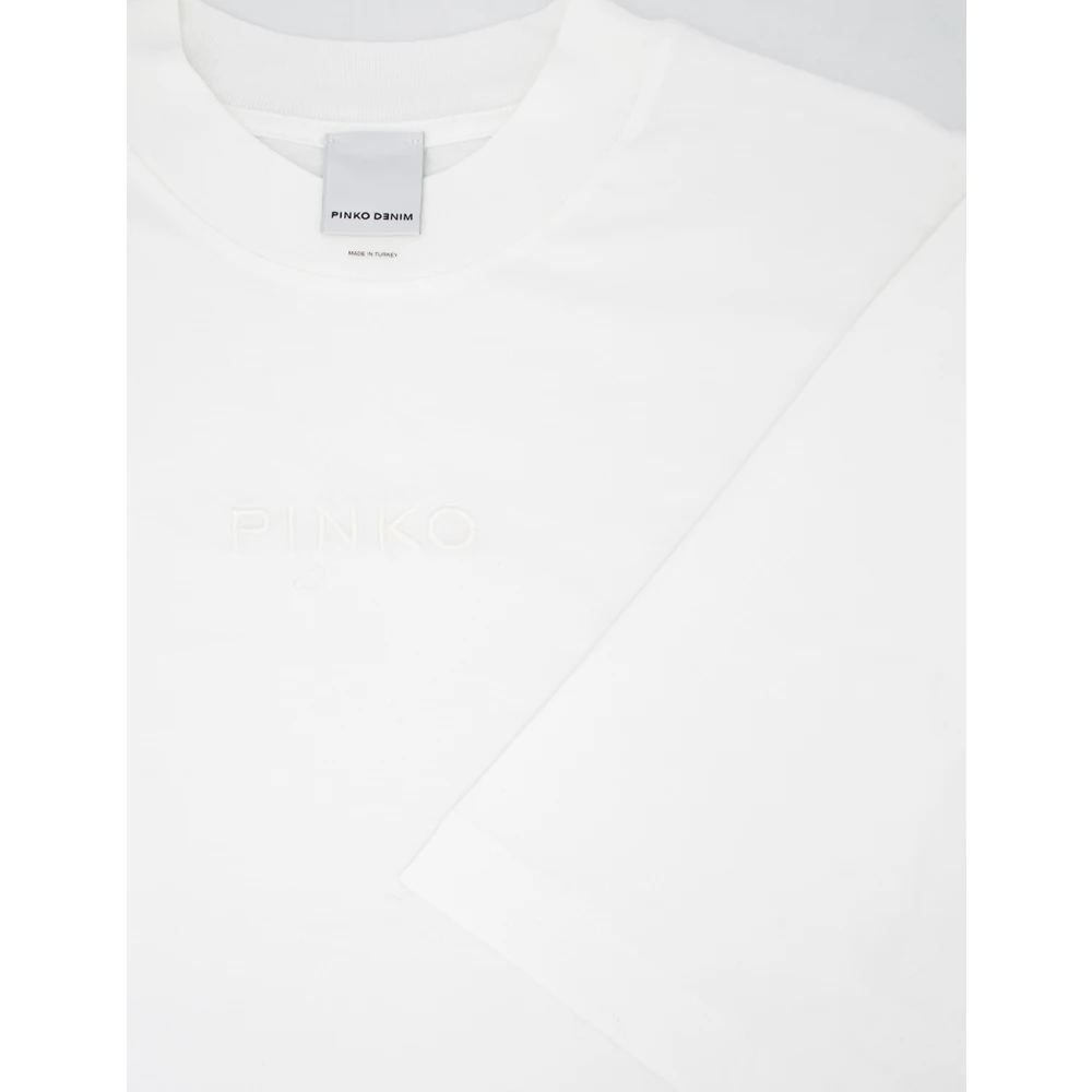 pinko Geknipte katoenen T-shirt met logo White Dames