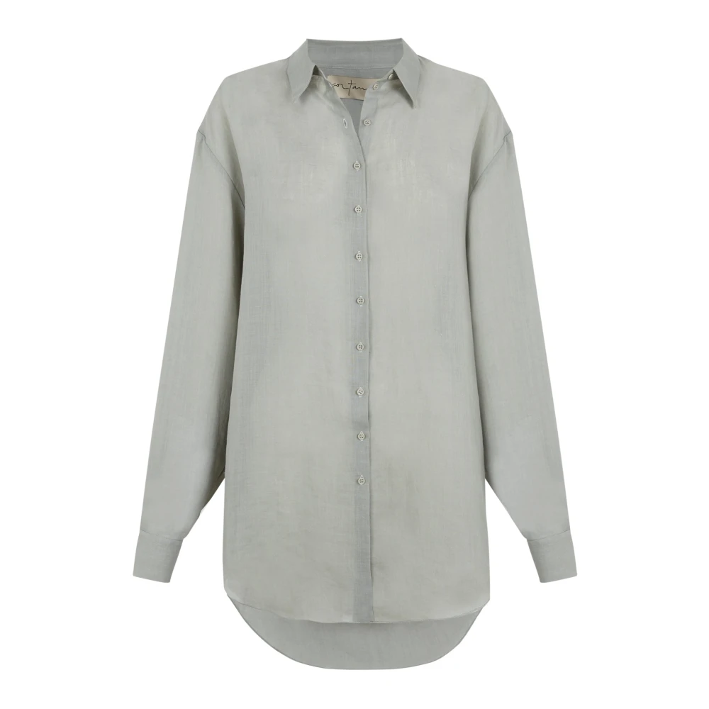 Cortana Women's Blue Shirts, Xs, Sky Oversized Linen Shirt