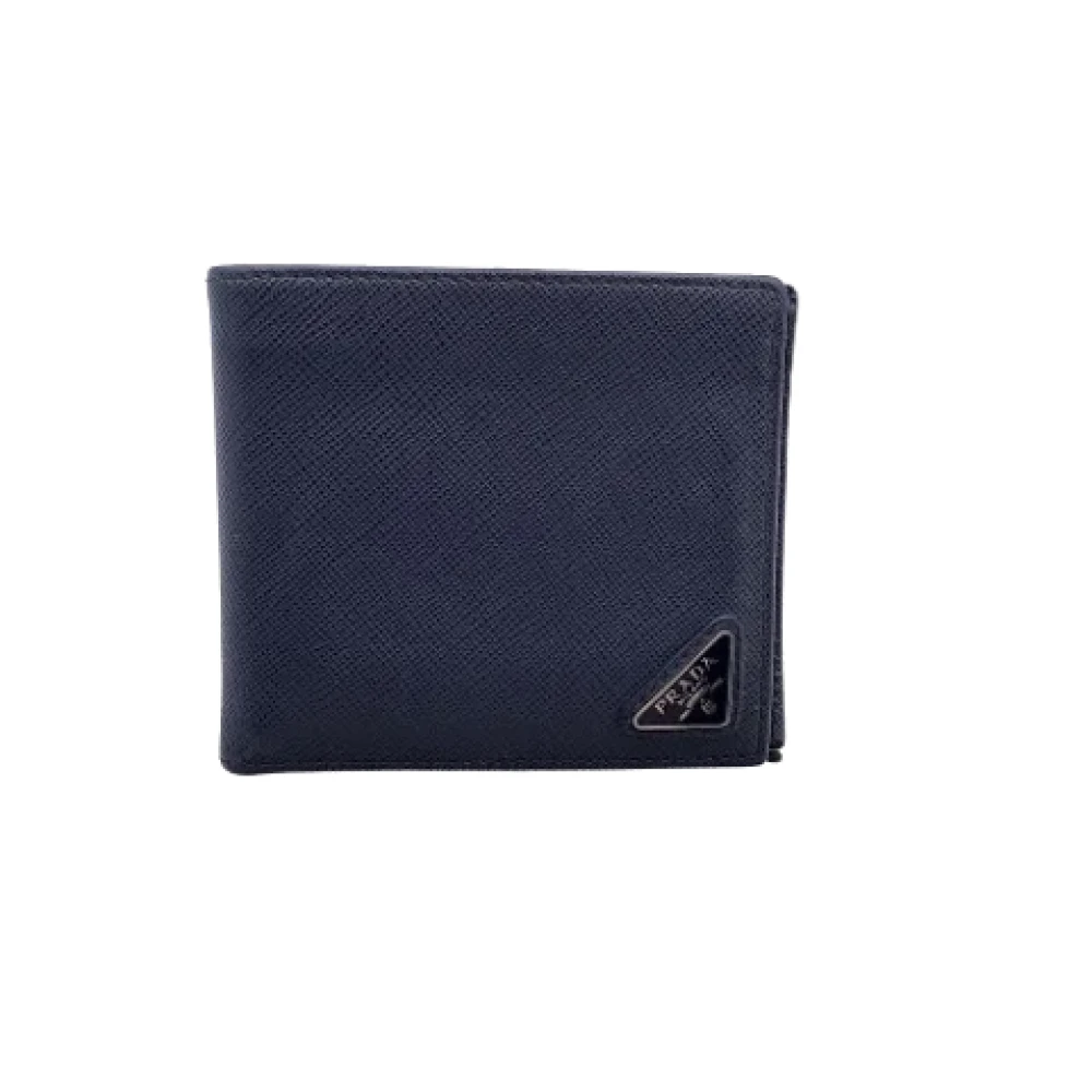 Prada Vintage Pre-owned Leather wallets Blue Heren