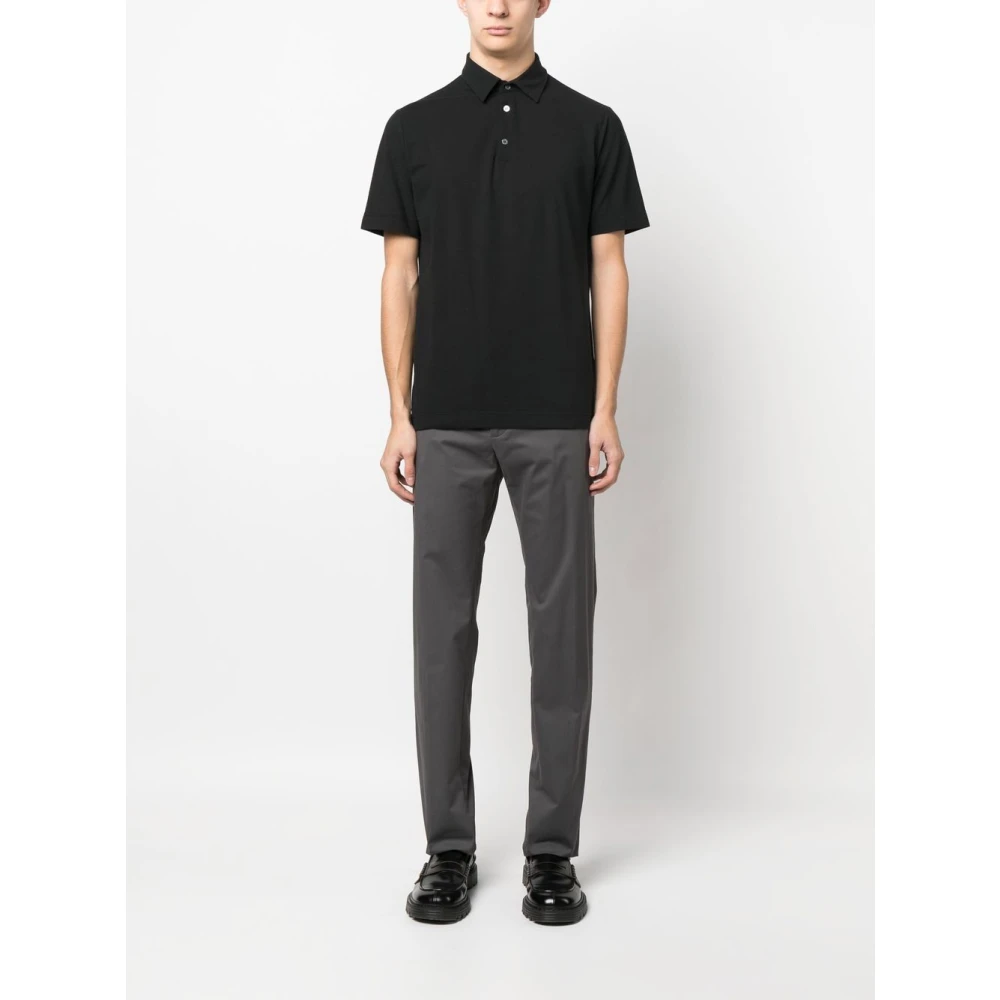 Zanone Zwart Polo Shirt met 3-Knoopsluiting Black Heren