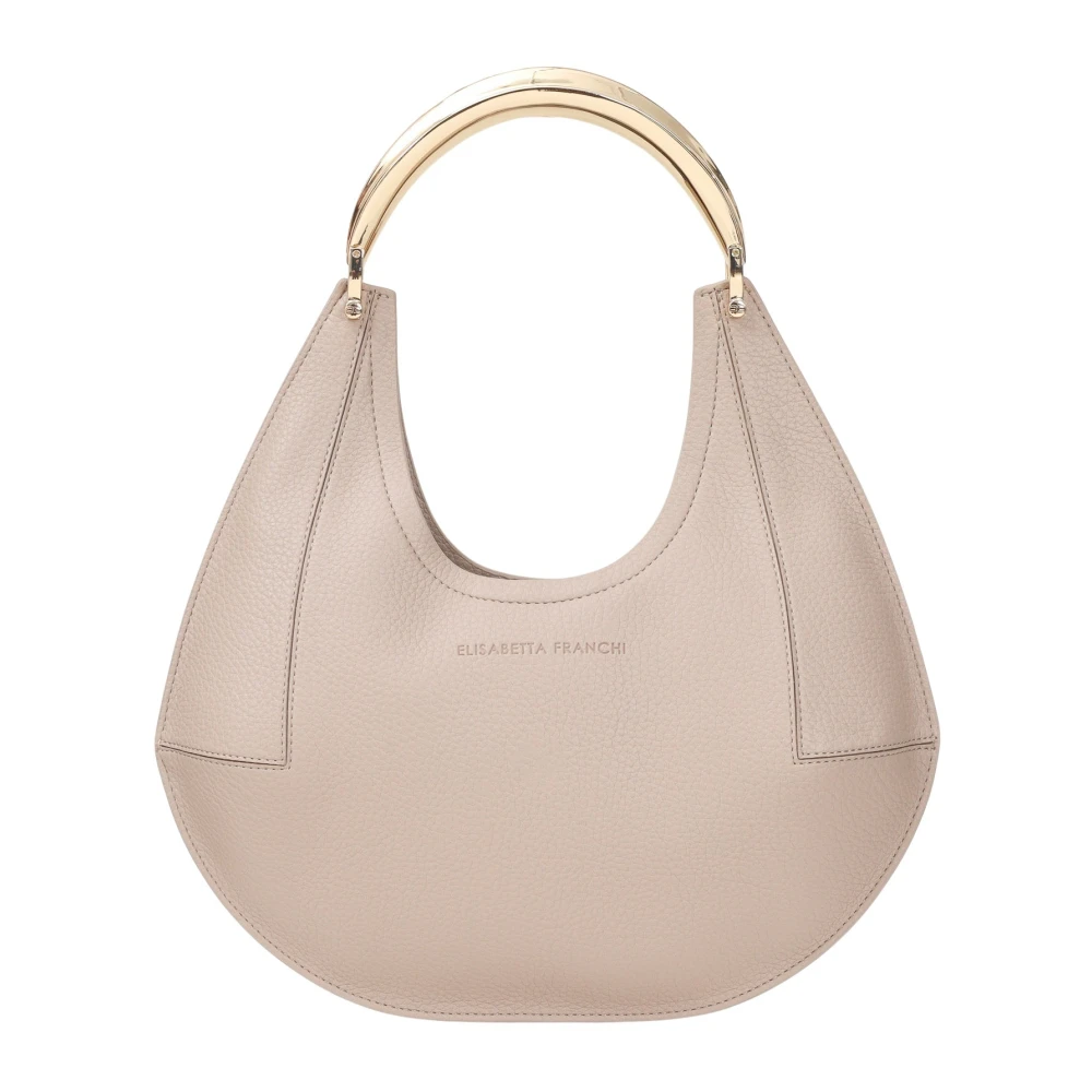 Elisabetta Franchi Beige handtas met gouden metalen handvat Gray Dames