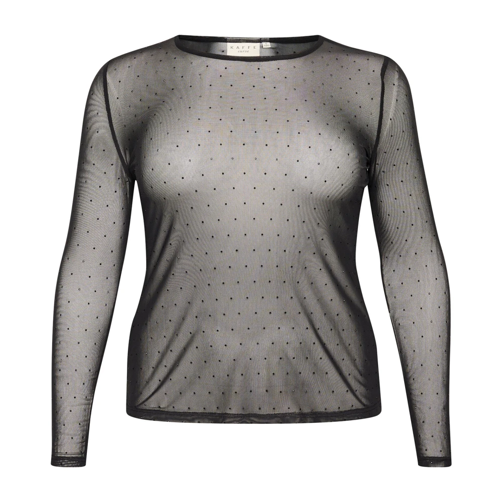 Kaffe Curve Mesh Blouse met stippen Black Dames