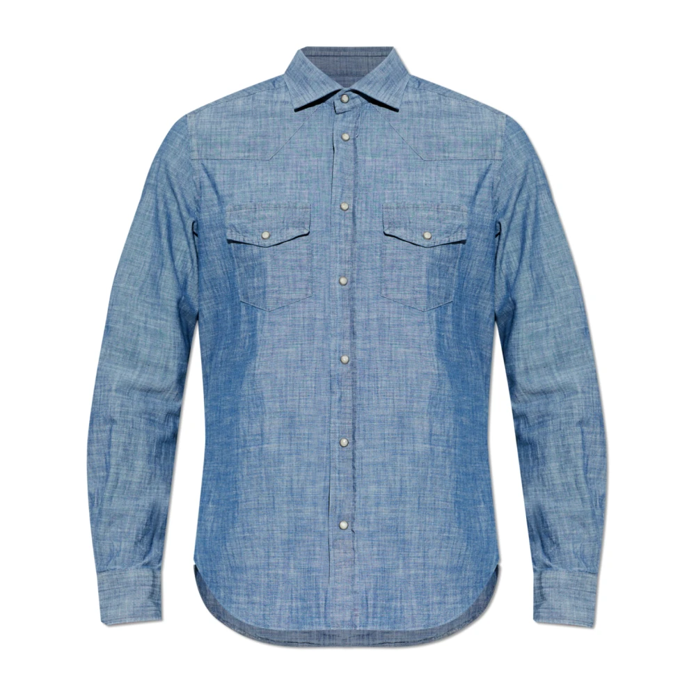 Eleventy Blå Skjorta Med Fickor