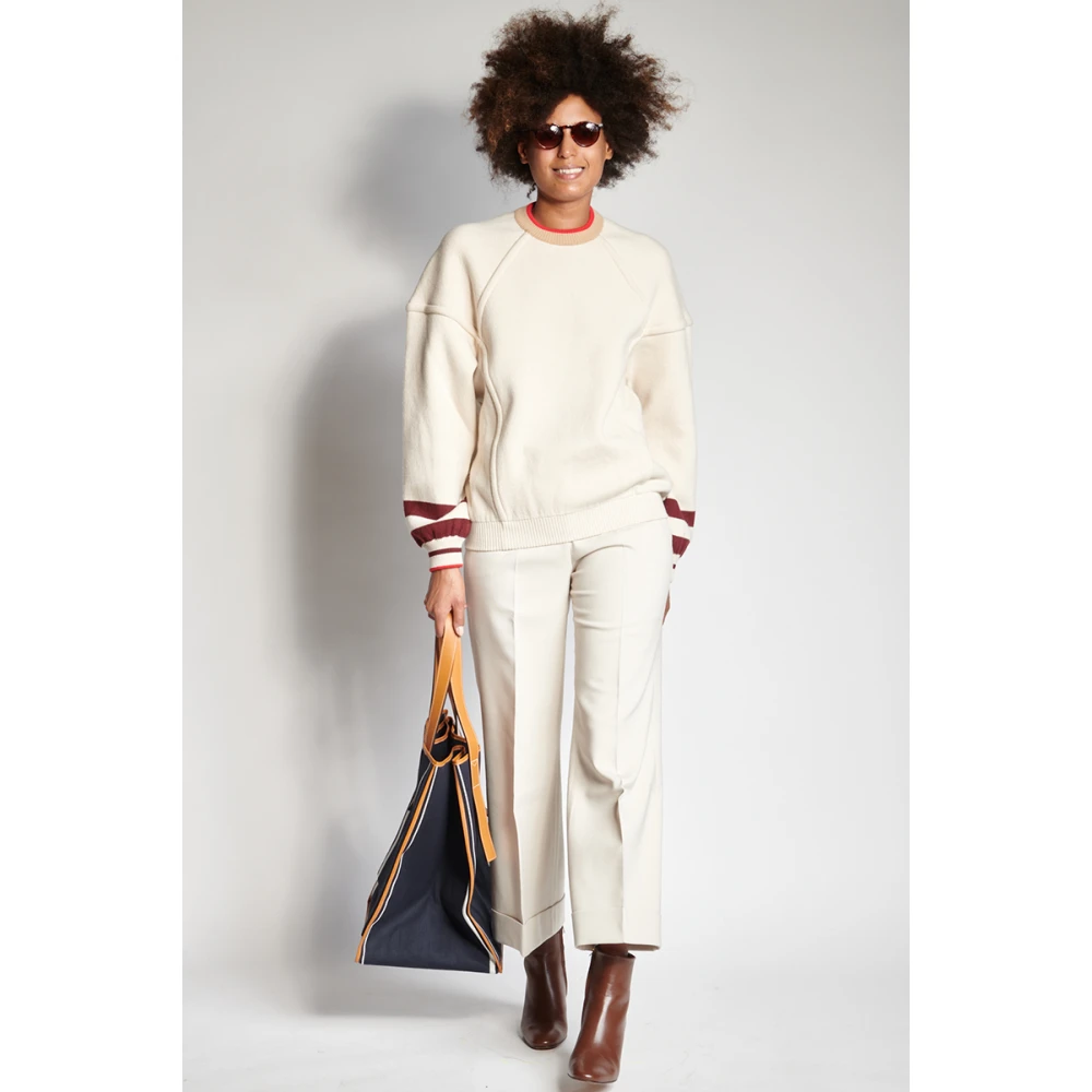 MRZ Ivoor Wol Kasjmier Crewneck Sweater Beige Dames