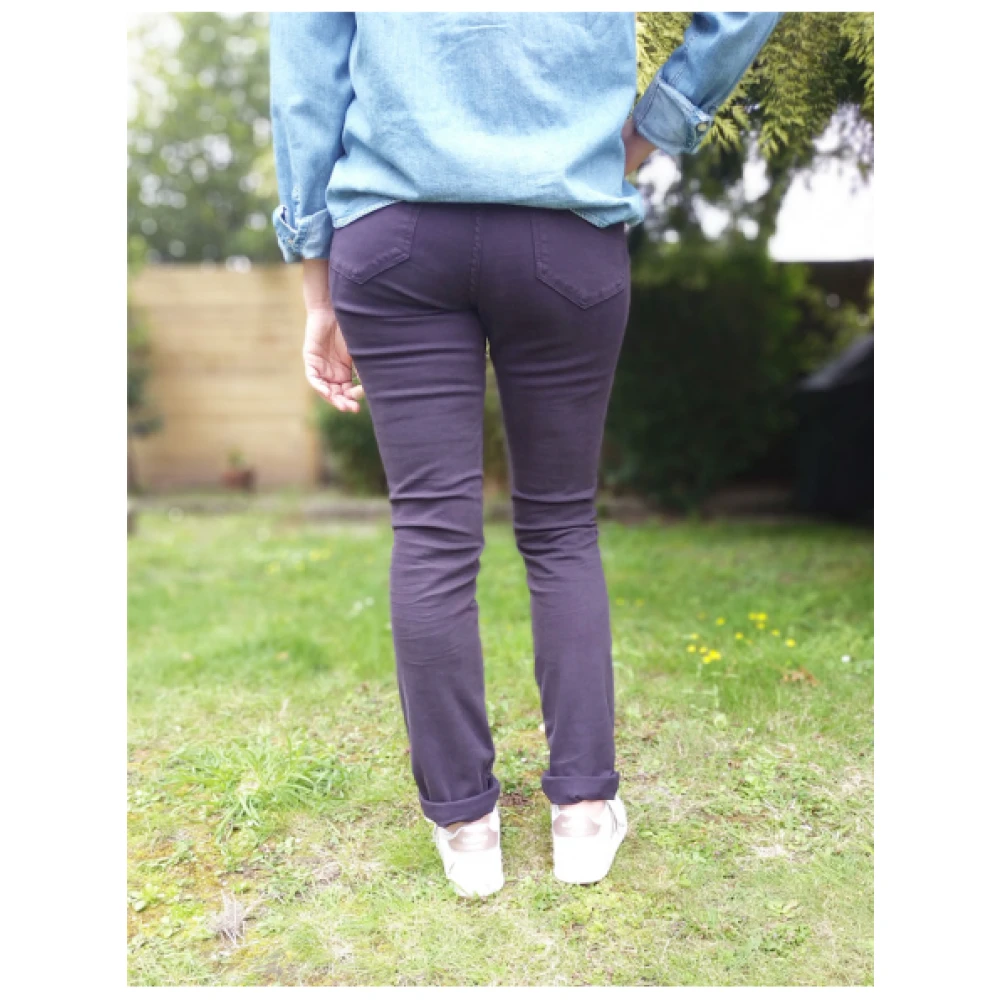 Islow Malo Slim Hoge Taille Katoenen Broek Purple Dames